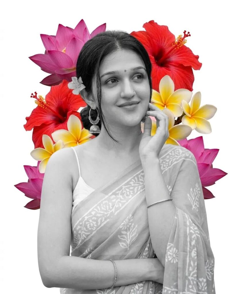 Timeless Saree Portrait with a Floral Twist