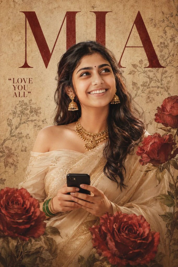 Vintage Rose Elegance in a Timeless Saree Portrait
