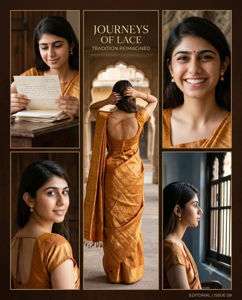 Elegant Sari Editorial Collage Portrait Collection