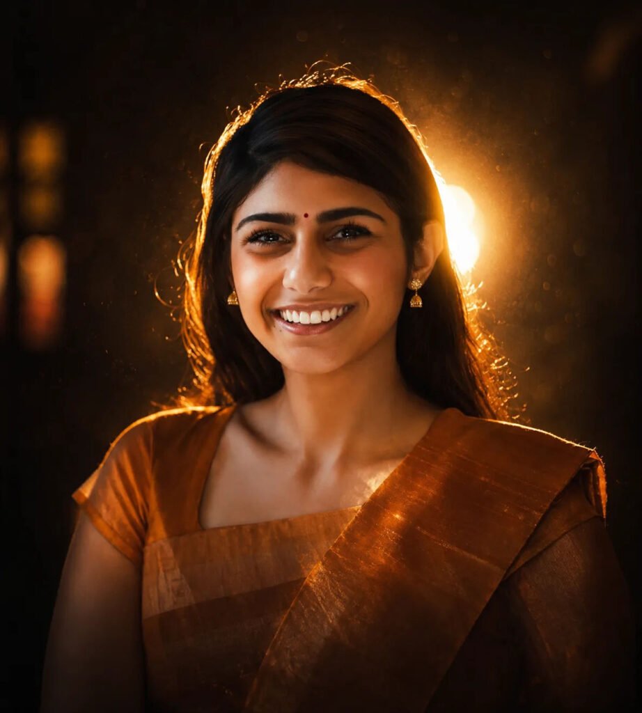Ultra Cinematic Golden Halo Night Portrait